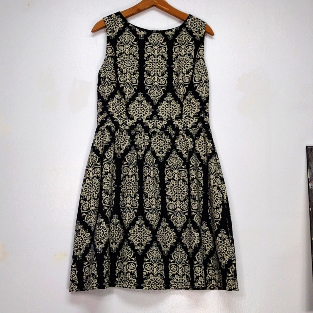 Gibson Latimer Midi  Black / Cream Brocade Print size L Sleeveless Scoop Neck